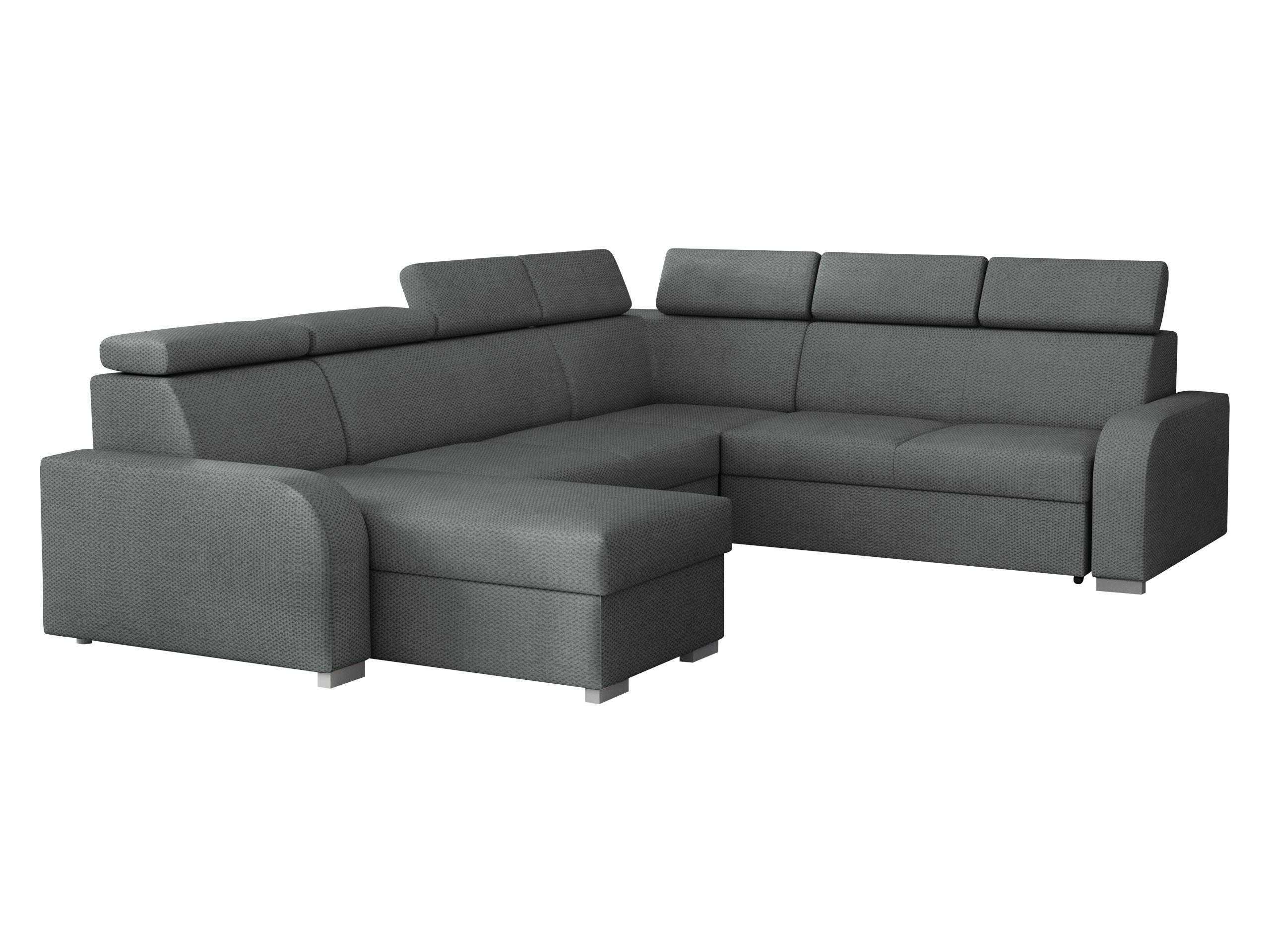 WOHNLANDSCHAFT Oslo 2rR2pLC - Dunkelgrau/Silberfarben, Holz/Kunststoff (315/85/250cm) - MIRJAN24