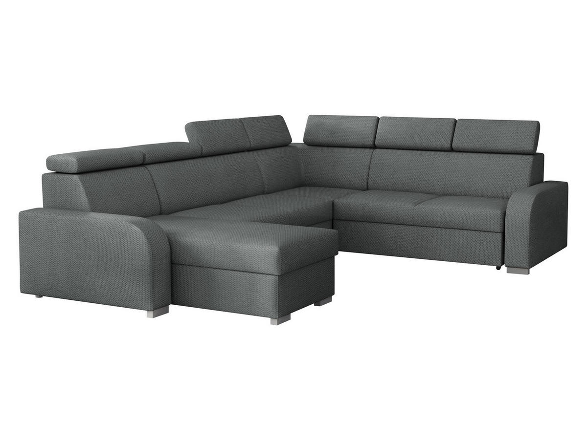 WOHNLANDSCHAFT Oslo 2rR2pLC - Dunkelgrau/Silberfarben, Holz/Kunststoff (315/85/250cm) - MIRJAN24