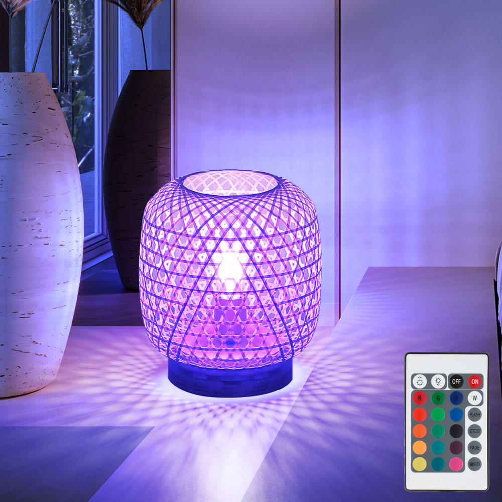 LED TISCHLEUCHTE Bambus Geflecht Braun - Braun, Holz (23.5/23.5/27cm) - Globo Lighting