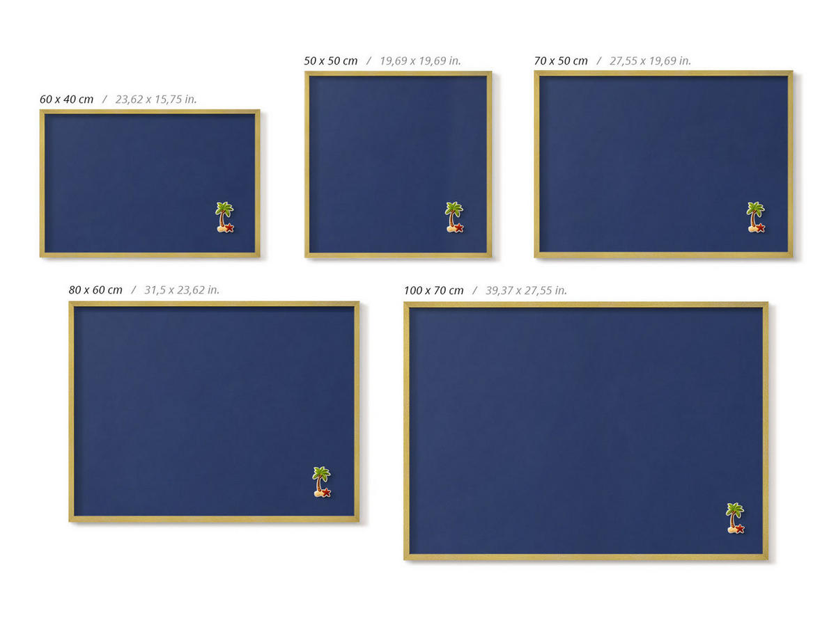 MAGNETTAFEL 70x50 cm Goldener Rahmen Dunkelblau - Weinrot, Metall (70/50/0.4cm) - TULUP