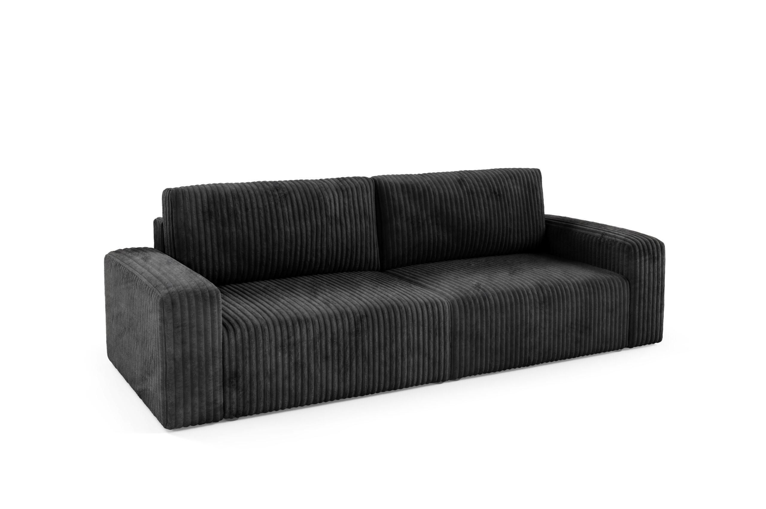 SCHLAFSOFA 4-Sitzer Cord Schwarz - Schwarz, Holz/Textil (244/70/102cm) - Furnisell