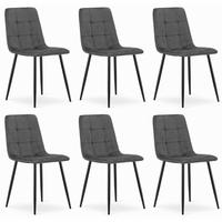 STUHL CETARA 6-er Set, Grau, mit Samtstoff gepolstert - Anthrazit, Textil/Metall (45/87/51cm) - Komodee