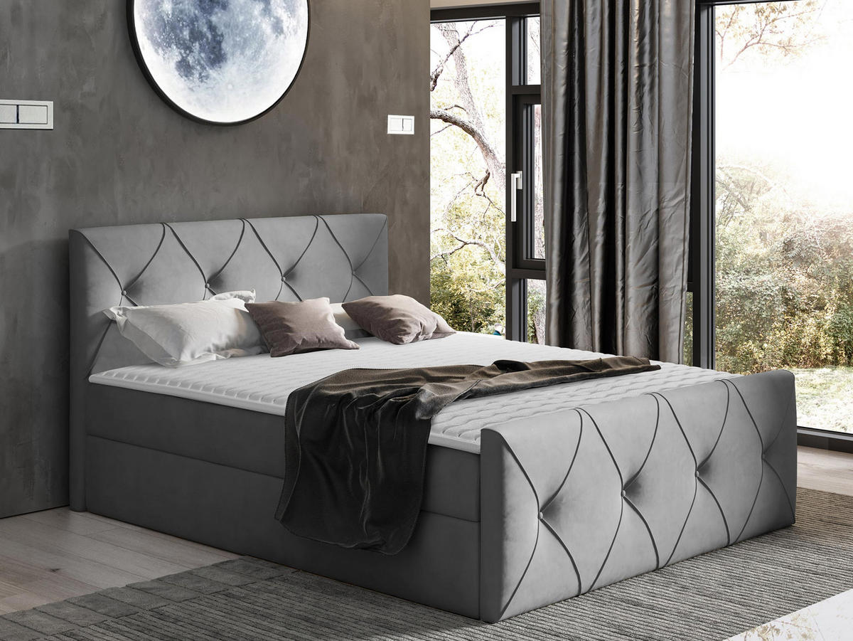 BOXBETT Crystal Lux - Grau, Holz (180/200cm) - MIRJAN24