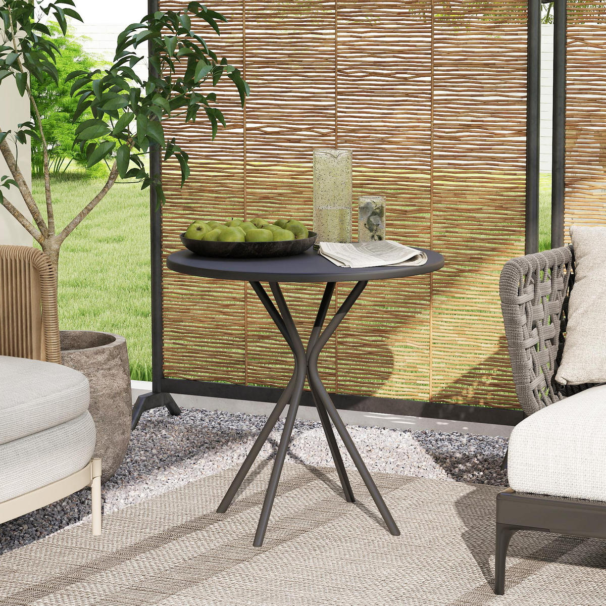 GARTENTISCH DE-14134 Ø60 cm Schwarz - Schwarz, Metall (60/60/70cm) - ComfortXL