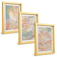 BILDER SET 3er Set - 20x30 cm Goldrahmen - Abstrakte Pastellmuster - Goldfarben, Kunststoff (20/30cm) - TULUP