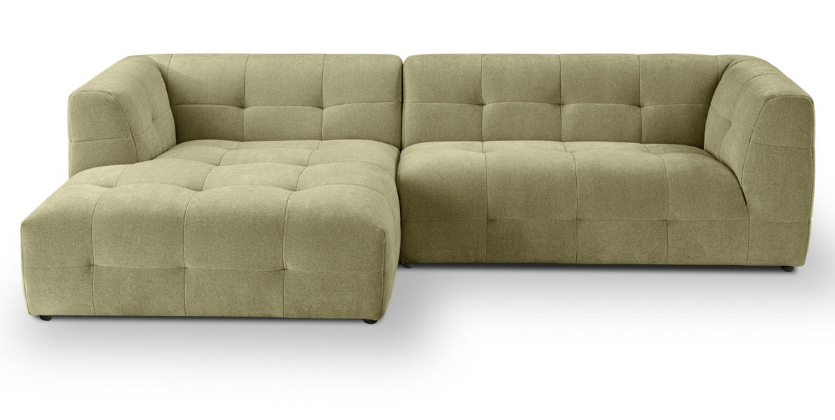SOFA grün Webstoff 292 x 161 cm, Ecksofa 5-Sitzer, L-Sofa Ottomane links - Grün, Holz/Textil (292/161cm) - Inn.Furn