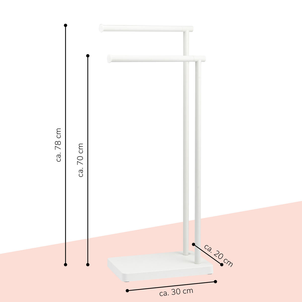STAND-HANDTUCHHALTER, weiß - Weiß, Metall (35/78/20cm) - bremermann