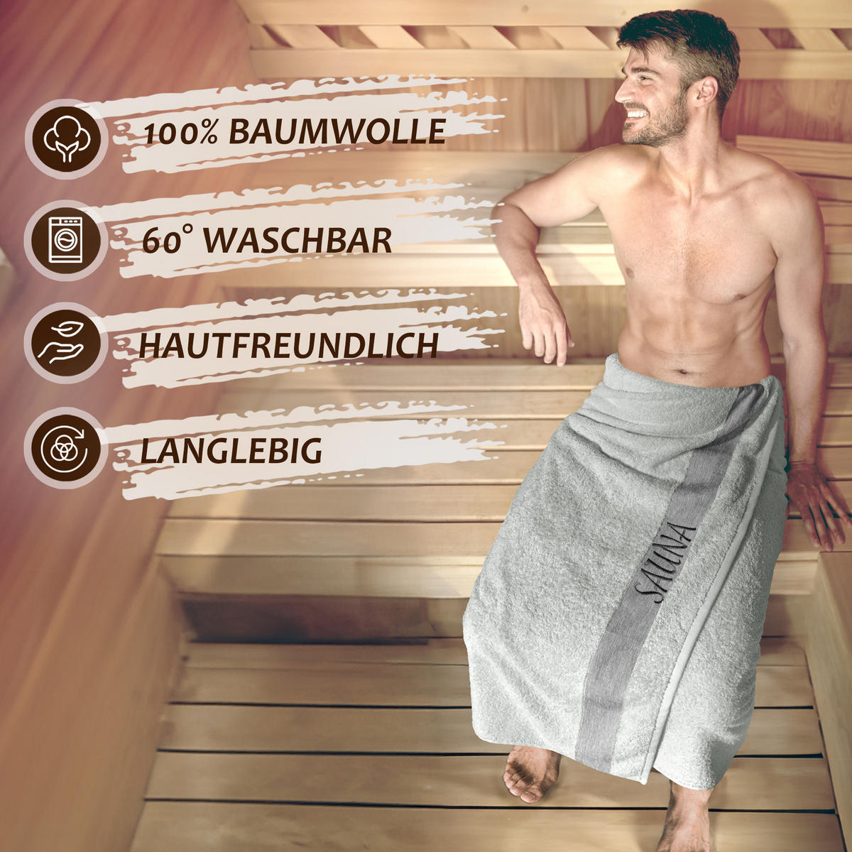 SAUNAHANDTUCH Lima Eisgrau 100x200 cm - Grau, Naturmaterialien (100/200cm) - Lashuma
