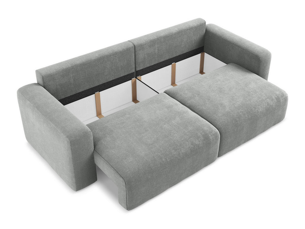 3-SITZER SOFA mit Schlaffunktion Chenille Stoff Grau - Blau/Schwarz, Kunststoff/Textil (244/79/102cm) - Makamii