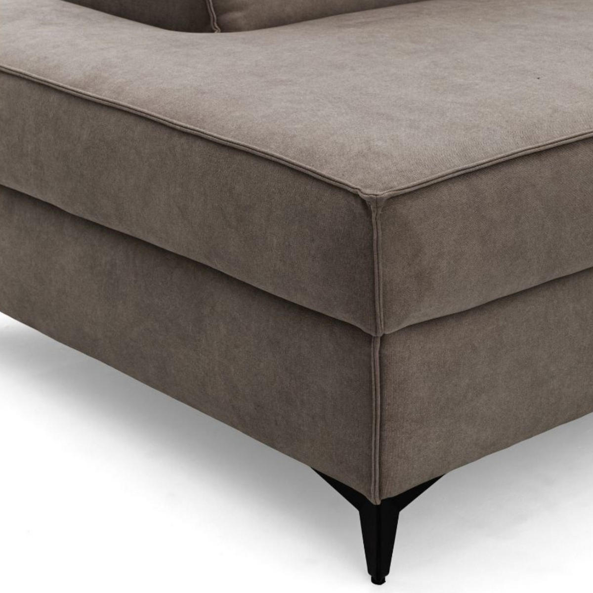 ECKSOFA PURE U Links mit Schlaffunktion 127x270 Velours Beige - Beige/Schwarz, Holz/Textil (340/204cm) - Muffo
