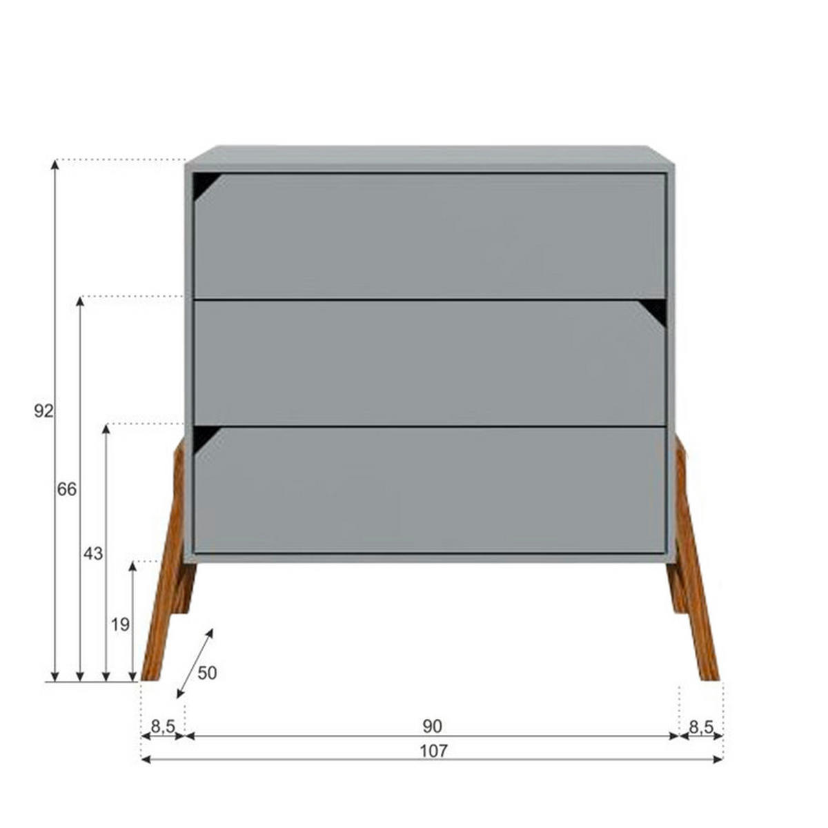 KOMODA Grey - šedá, kompozitní dřevo (107/91/50cm) - Petits-meubles
