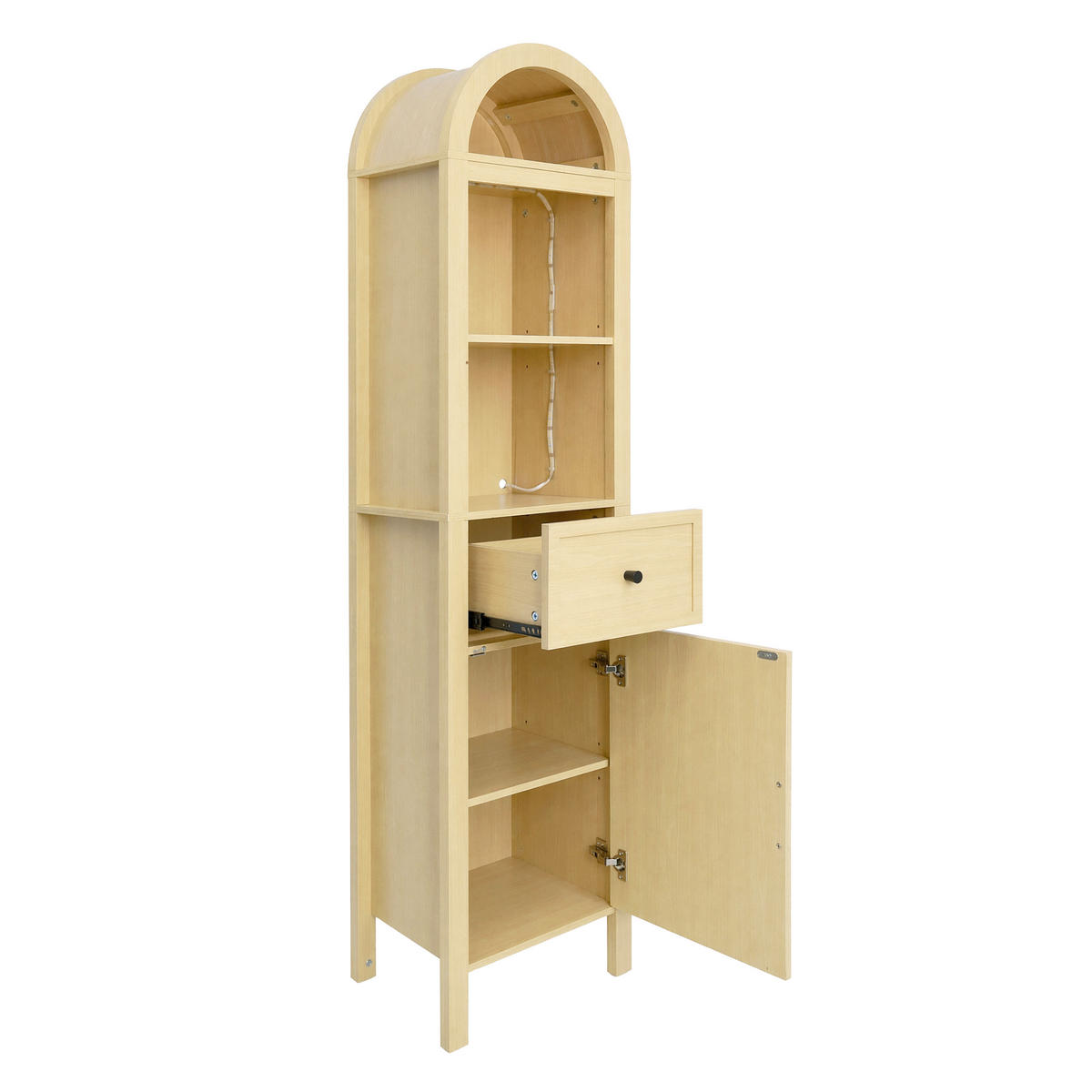 HOCHSCHRANK 40/30/163 cm Naturholz mit 1 Schubladen und LED - Naturfarben, Holz/Holzwerkstoff (30/163/40cm) - Oxeza