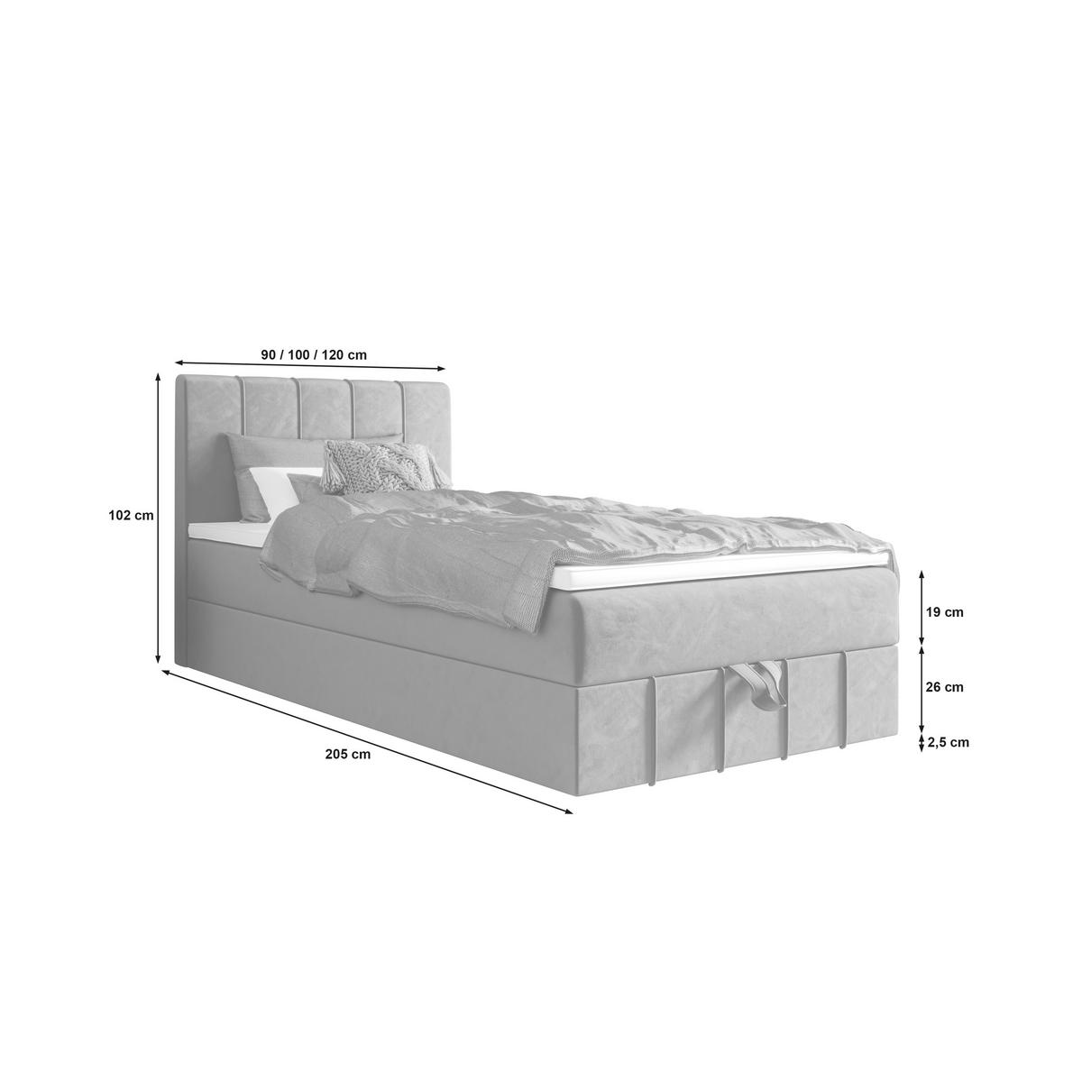 BOXBETT BAHAMA 100x200 Monolith 02, mit Matratze H3 und Topper, Creme - Creme, Holz/Kunststoff (100/200cm) - Bedante