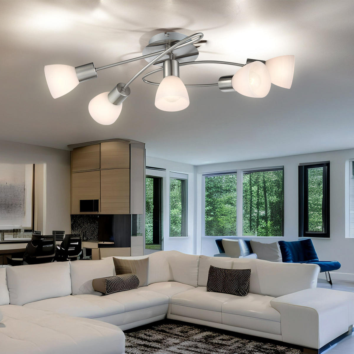 DECKENLEUCHTE PANNA Glas Silber - Silberfarben, Glas (61/36.5/21cm) - Globo Lighting