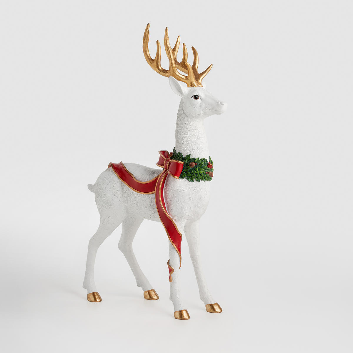 DEKOFIGUR Wreathdeer, Weiß, 55.5 x 11 x 35 cm, Dekorative Weihnachtsdeko - Weiß, Kunststoff (11/55.5/35cm) - home&you