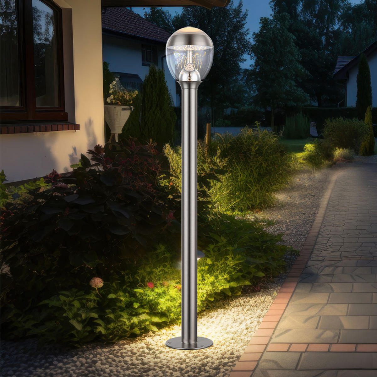 LED AUSSENSTEHLEUCHTE Edelstahl Silber - Silberfarben, Metall (15/15/99cm) - Globo Lighting