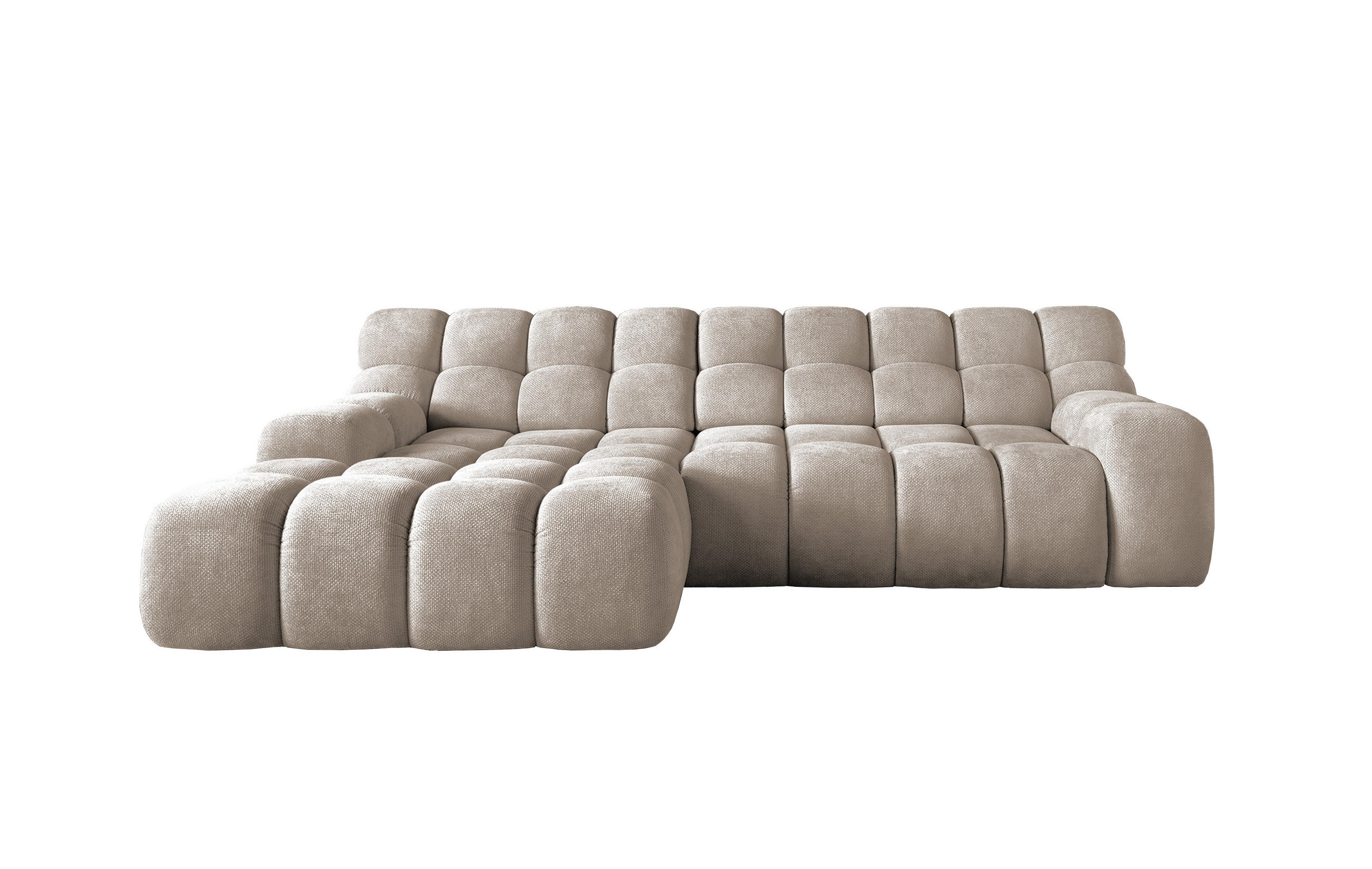 ECKSOFA CAMPILE mit elektrisch verschiebbarem Sitz, Grau, Links - Hellbraun, Holz/Textil (119/288cm) - DomoHome
