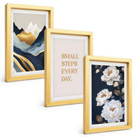 BILDER SET 3er Set - 20x30 cm Goldrahmen - Abstrakte Berge und Blumen Inspiration - Goldfarben, Kunststoff (20/30cm) - TULUP