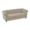 SOFA 3-Sitzer - Samt - Beige - CHESTERFIELD - Beige, Textil (205/72/88cm) - Vente-Unique