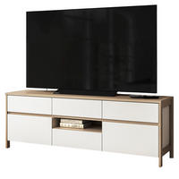 TV-LOWBOARD weiß, Eiche, TV Unterteil skandinavisch 164 cm, Soft-Close, Finnes - Eichefarben/Weiß, Holzwerkstoff/Metall (164/58/39cm) - Furn.Design