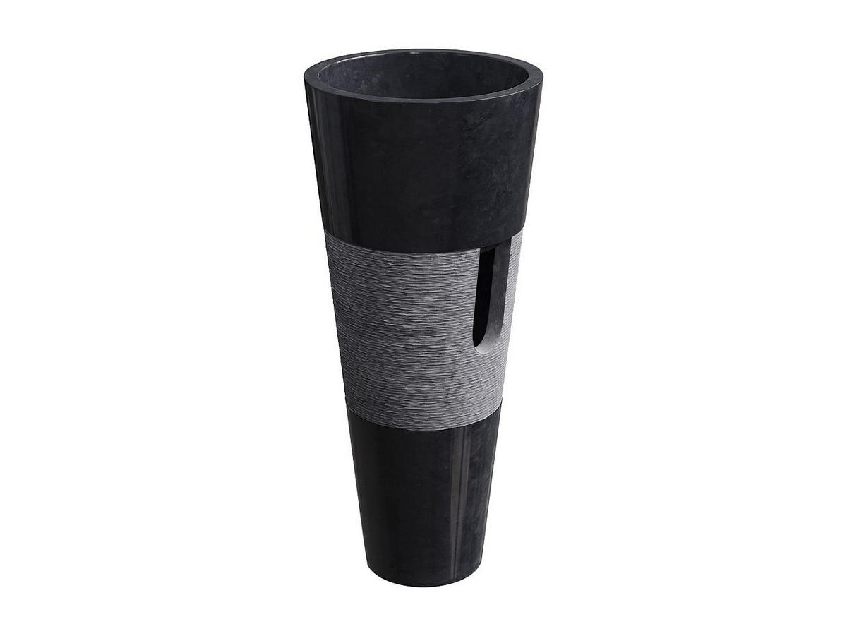 FREISTEHENDES Waschbecken - 40 cm x 40 cm - marmor - schwarz Puloa - Schwarz, Stein (40/90/40cm) - Vente-Unique