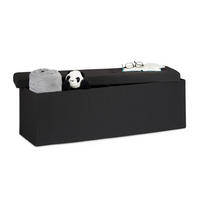 FALTBARE Sitzbank - Schwarz, Holzwerkstoff/Textil (38/38/114cm) - Relaxdays