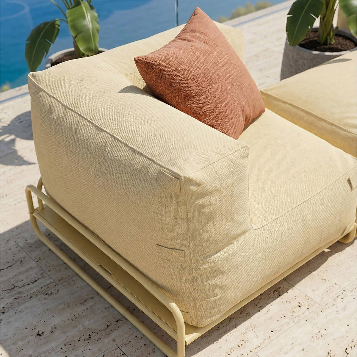 GARTENMÖBEL modularer Mixi 4er-Set, hellgelb - Gelb, Textil - Oviala