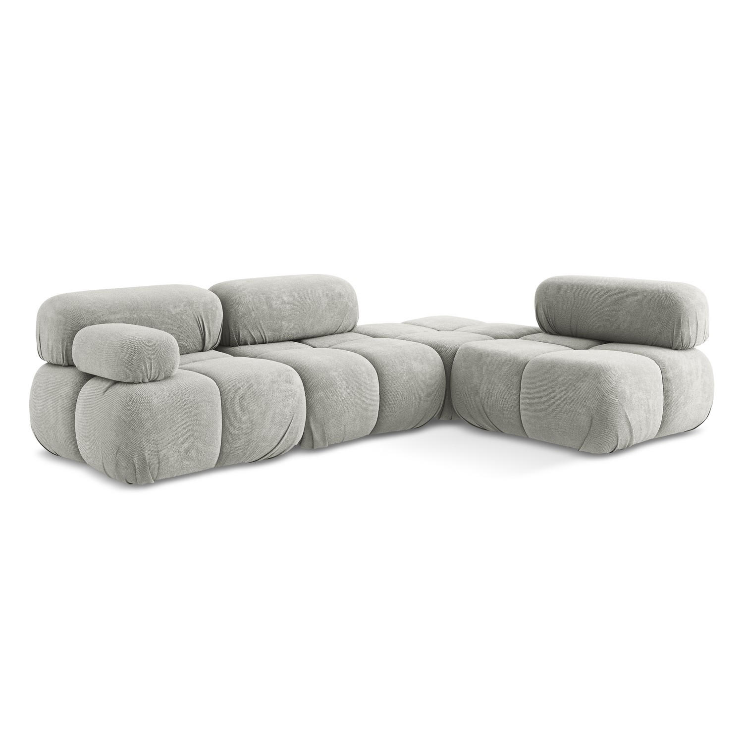 ECKSOFA Rechts Chenille Stoff Grau - Hellgrau/Schwarz, Kunststoff/Textil (285/190cm) - LaMiaSofa