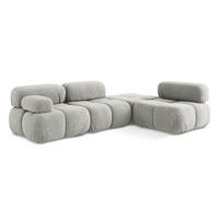 ECKSOFA Rechts Chenille Stoff Grau - Hellgrau/Schwarz, Kunststoff/Textil (285/190cm) - LaMiaSofa