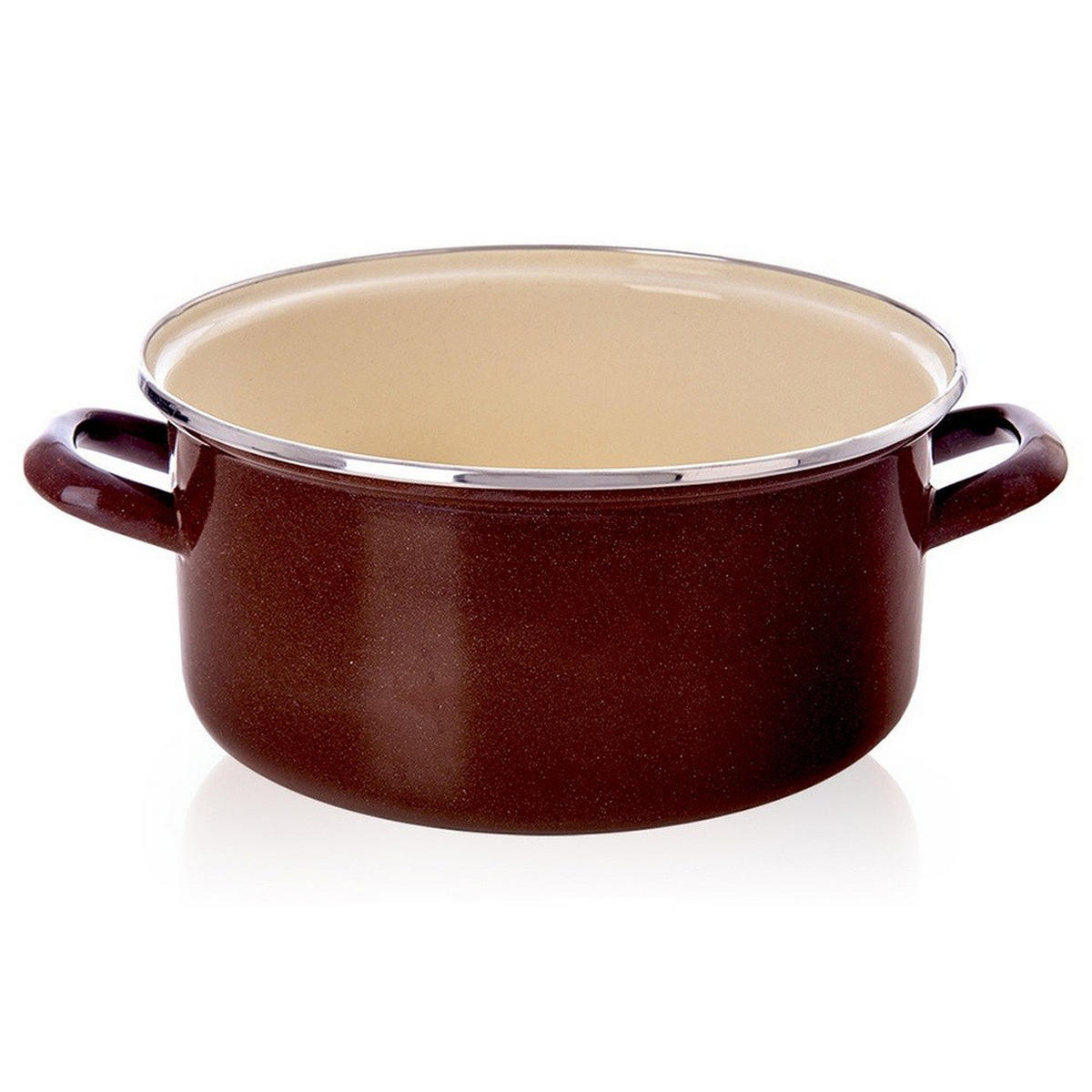 EMAILLIERTOPF Brown mit Griffen braun - Braun, Metall (26cm) - Orion 