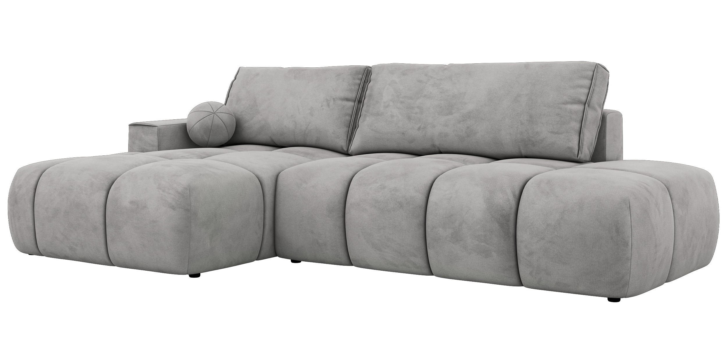 ROHOVÁ SEDAČKA LORAN L Světle šedá Samet - Vlevo - černá/světle šedá, textil/plast (170/292cm) - MKS