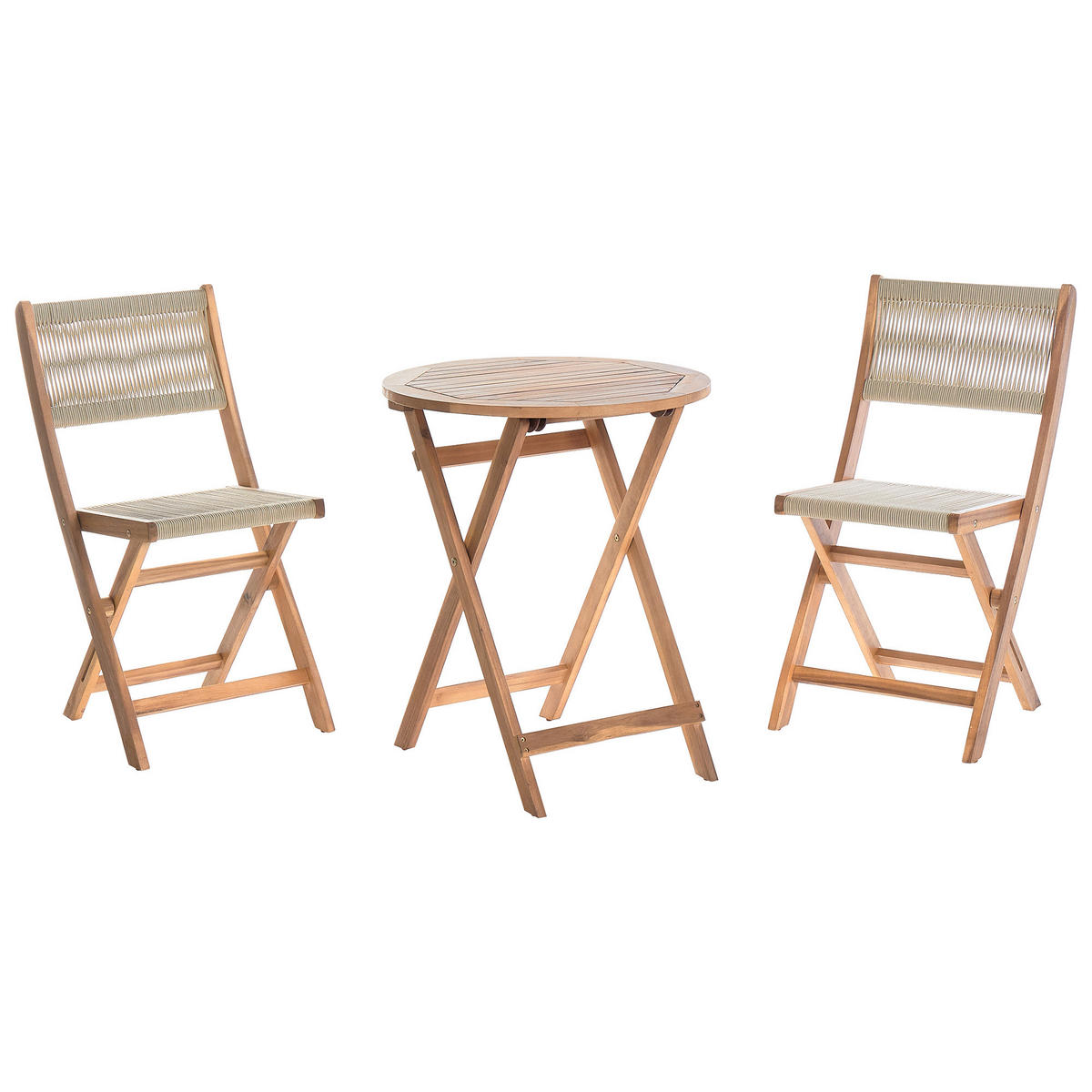 BISTRO-SET 2-Sitzer Beige Prossedi - Hellbraun/Beige, Holz - Beliani