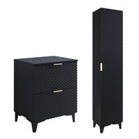 WASCHTISCHUNTERSCHRANK 60.4cm Cléa 2er-Set Schwarz - Schwarz, Holzwerkstoff (60.4/62.6/48.5cm) - Petits-meubles