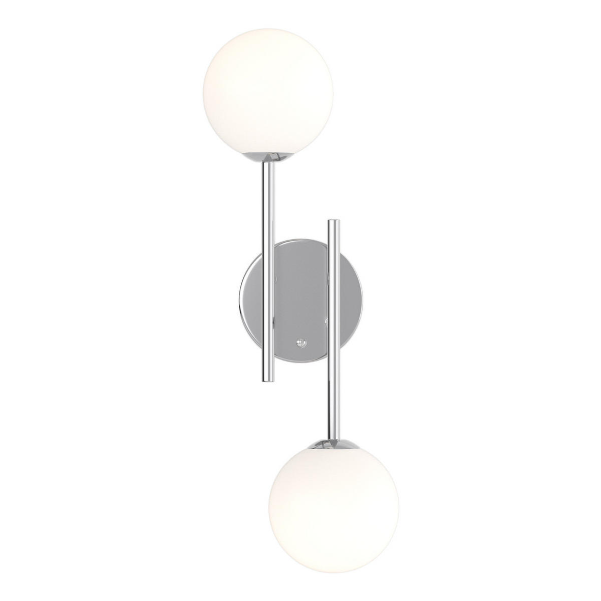 AKKU-WANDLEUCHTE - Dimmbar - 2-flammig - Chromfarben/Weiß, Glas/Metall (18/50/22cm) - home24