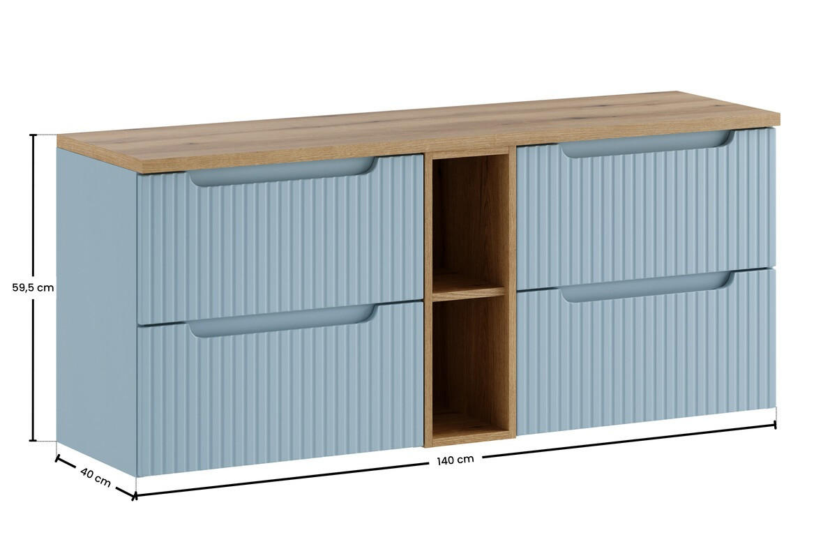 WASCHBECKENUNTERSCHRANK 140 cm 4 Teile - Nova Denim N BM381 in Denim - Dunkelblau, Holz (140/59.5/40cm)