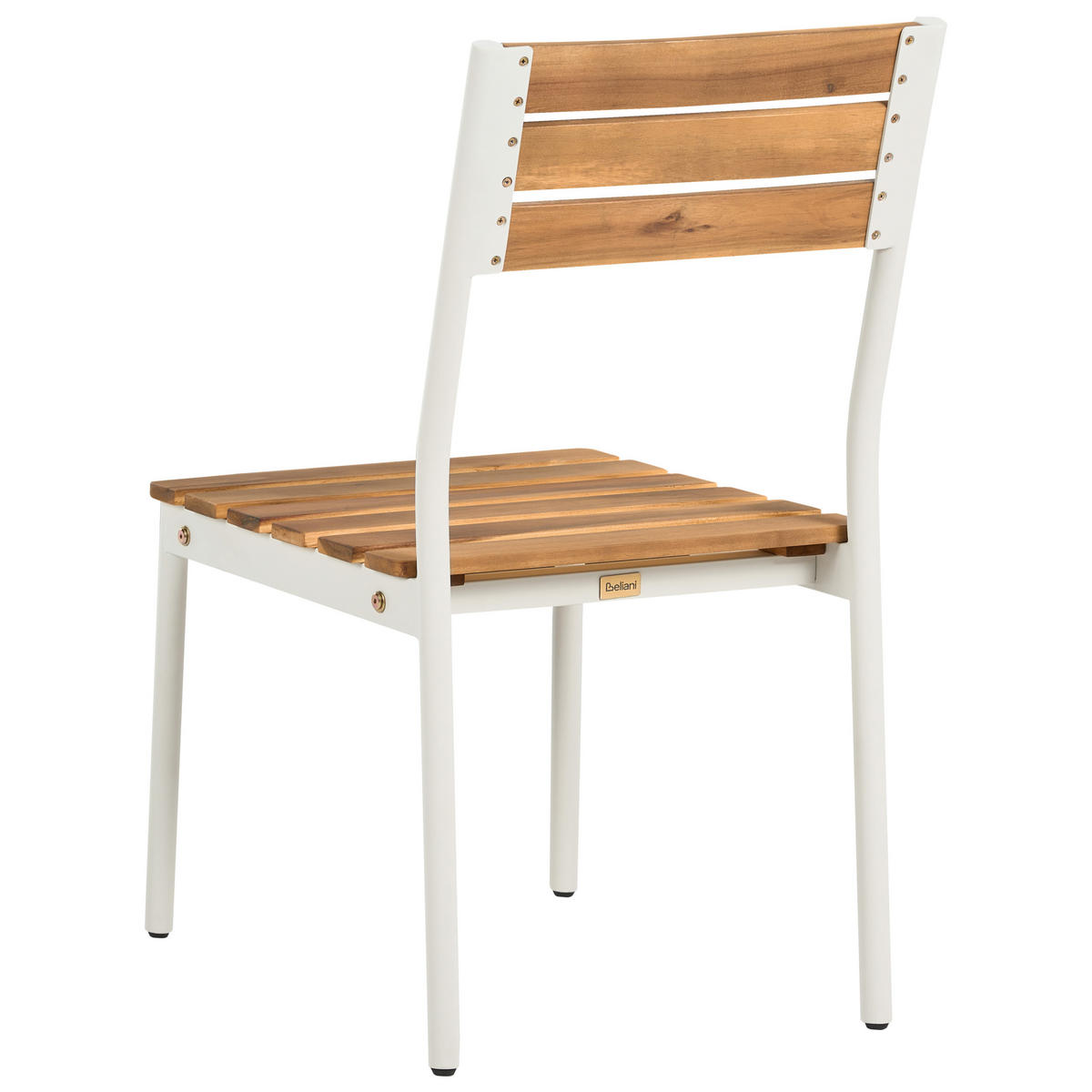 GARTENSTUHL 2er Set Akazienholz Braun Corricella - Creme, Holz (47/90/54cm) - Beliani