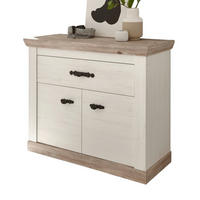 KOMMODE Pinie weiß, Oslo Pinie Landhaus, 107 x 89 cm - Anthrazit/Weiß, Holzwerkstoff/Metall (107/87/45cm) - Furn.Design