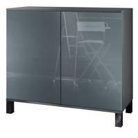 KOMMODE Skadu Grau Hochglanz - Grau, Holzwerkstoff (92.5/84.5/35cm) - Vladon
