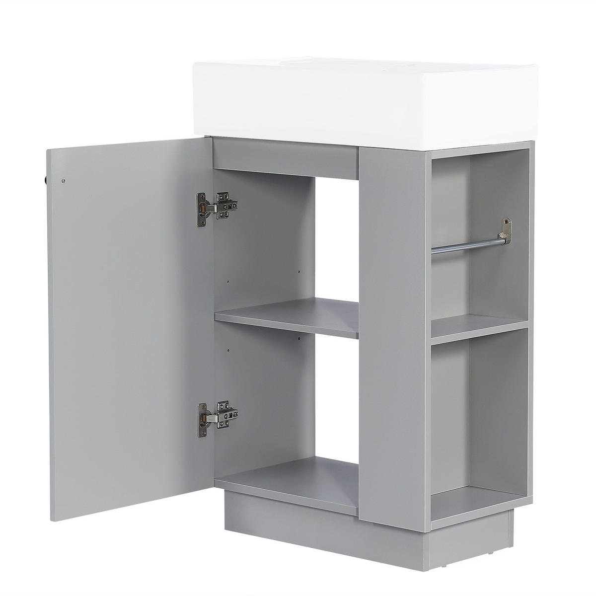 BADEZIMMERSCHRANK Waschbeckenunterschrank Rillenoptik Keramik Grau 55cm - Grau, Keramik (55/87/32cm) - FLIEKS