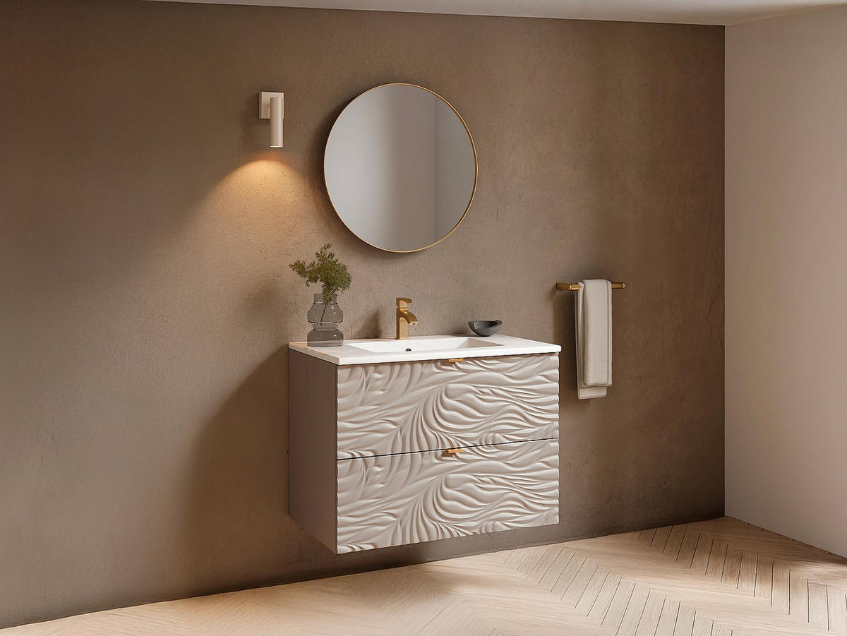 EINZELWASCHTISCH - 80 cm x 46 cm - Holz, Platte - Beige - RINAREL - Beige, Holz (80/60/46cm) - Vente-Unique