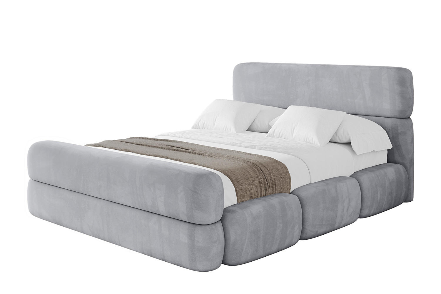 POLSTERBETT mit Bettkasten, Fußteil und Lattenrost, Bett mit Matratze H3/H4 - ELVA-Z 160x200 Hellgrau - Hellgrau, Holzwerkstoff/Textil (160/200cm) - ALTDECOR