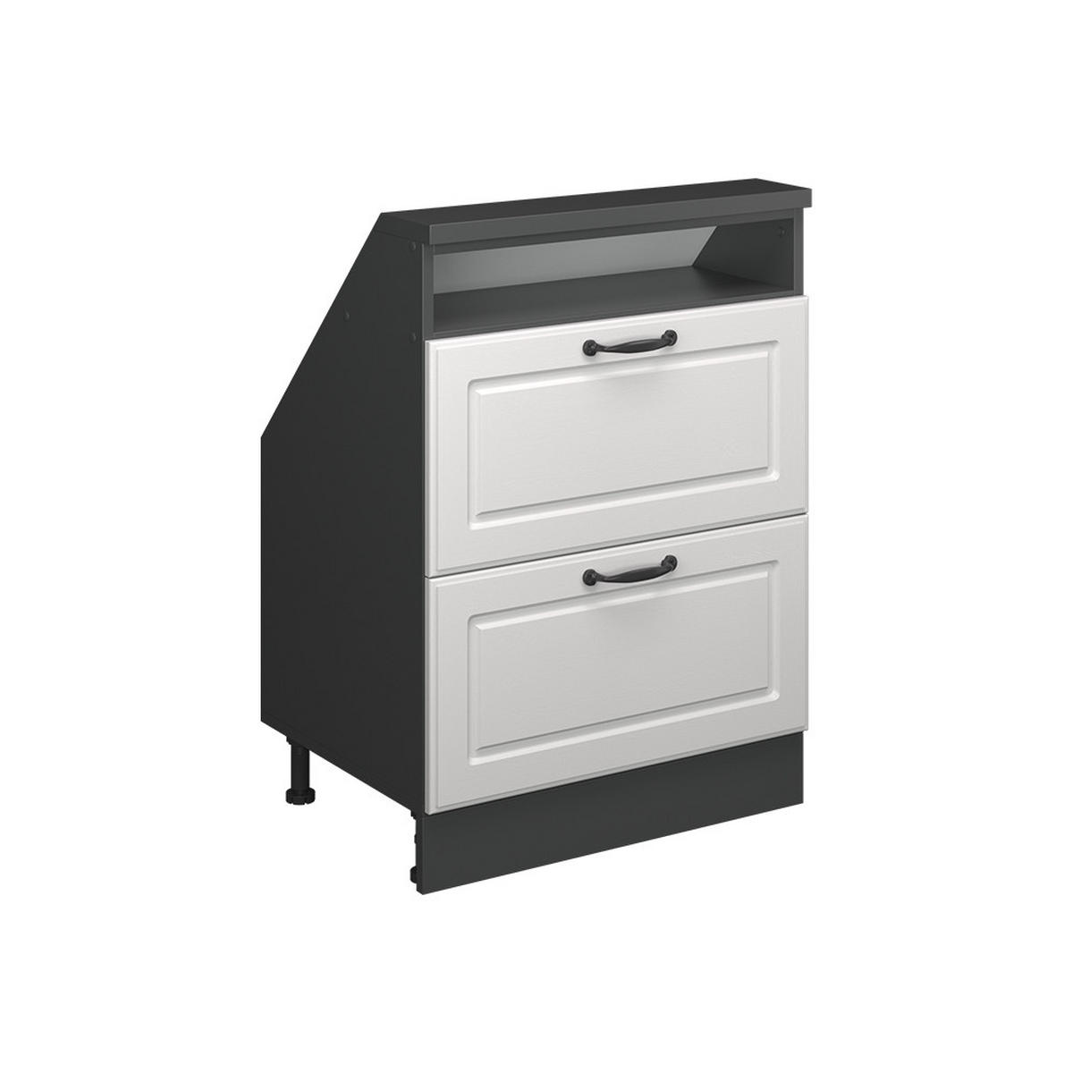 DACHSCHRÄGENSCHRANK Rion Weiß Landhaus/Anthrazit mit 2 Schubladen - Anthrazit/Weiß, Holzwerkstoff (60/81.6/46cm) - Vicco