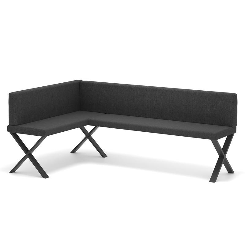 ECKBANK links VERO X Webstoff glatt, 128/168 cm Anthrazit - Anthrazit, Textil/Metall (128/168cm) - Idohome