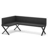 ECKBANK links VERO X Webstoff glatt, 128/168 cm Anthrazit - Anthrazit, Textil/Metall (128/168cm) - Idohome