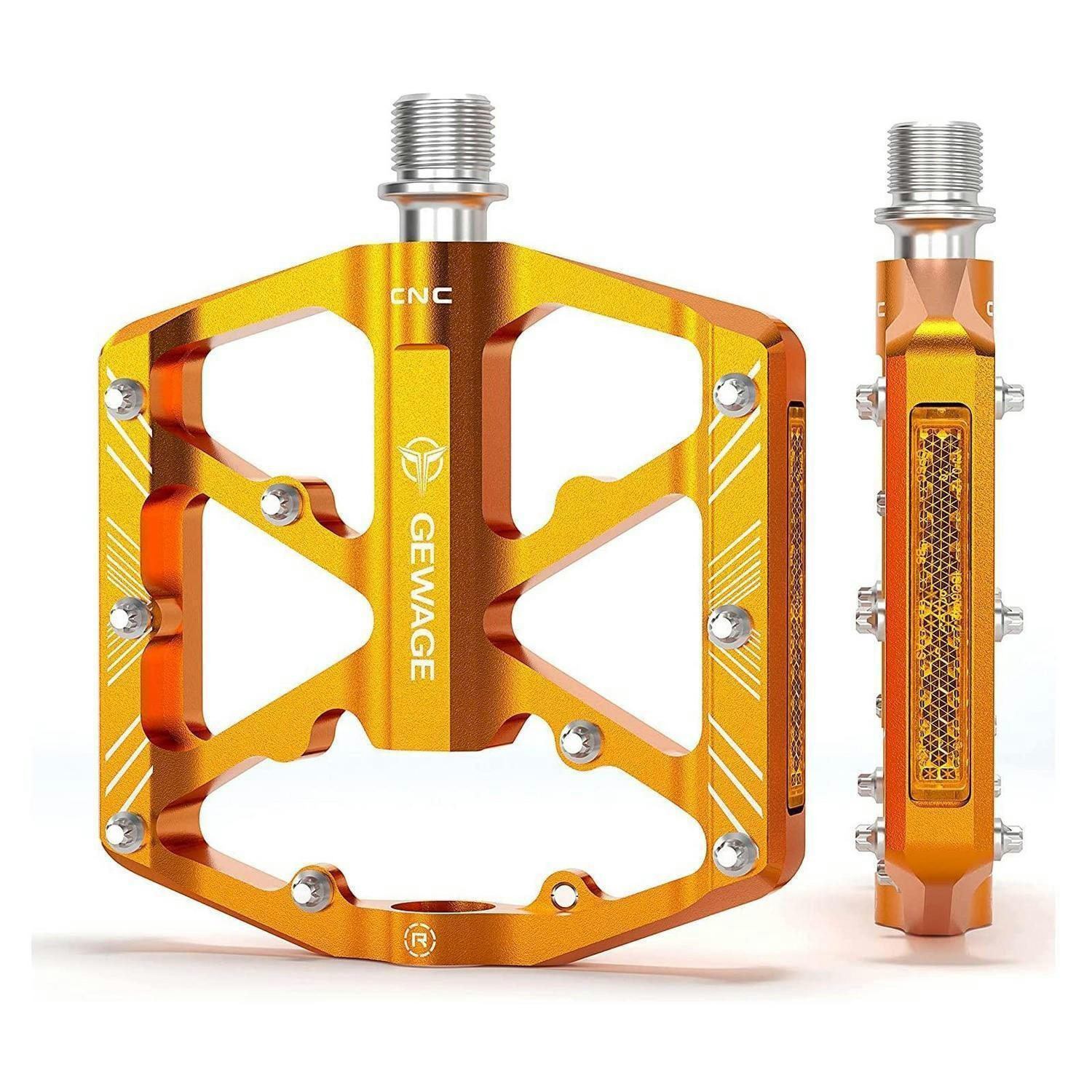 FAHRRADPEDALE Aluminium mit Reflektoren Gold - Goldfarben, Metall (9.8/1.5/10.1cm)