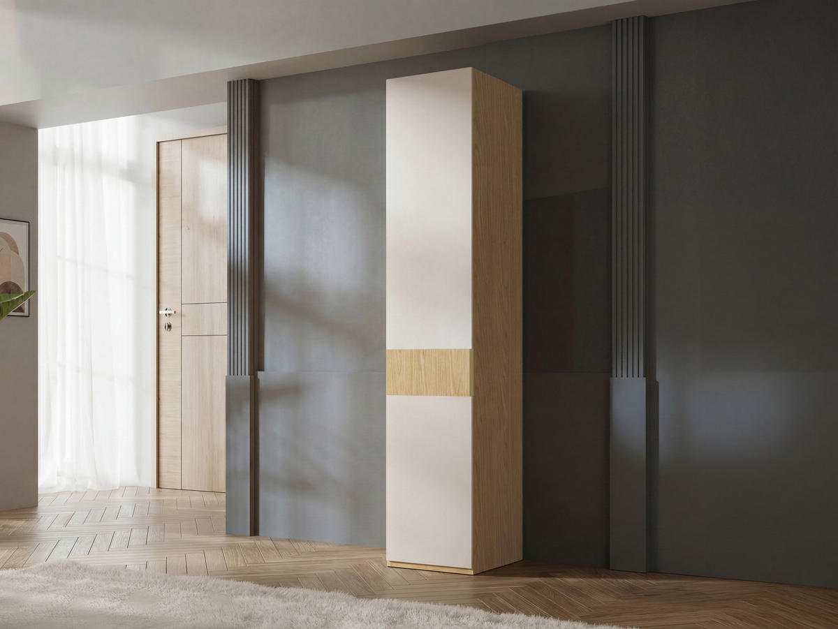 KLEIDERSCHRANK Soreno 45 L-R 1D, Seite: Links - Eichefarben/Beige, Holzwerkstoff/Kunststoff (45/237/60cm) - MIRJAN24