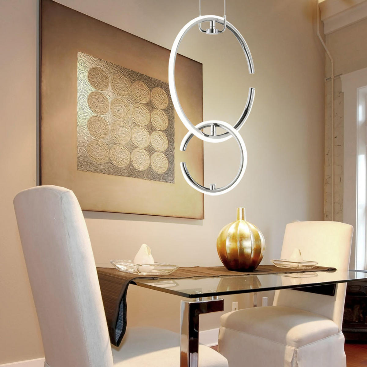 LED HÄNGELEUCHTE Ringe Silber Chrom - Silberfarben, Metall (35/21/230cm) - Wofi