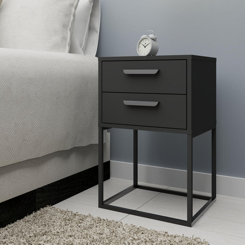 Thumbnail - Konsimo® Nachttisch, Anthrazit, Schwarz, Holzwerkstoff, 60x65x39 cm, Schlafzimmer, Nachttische