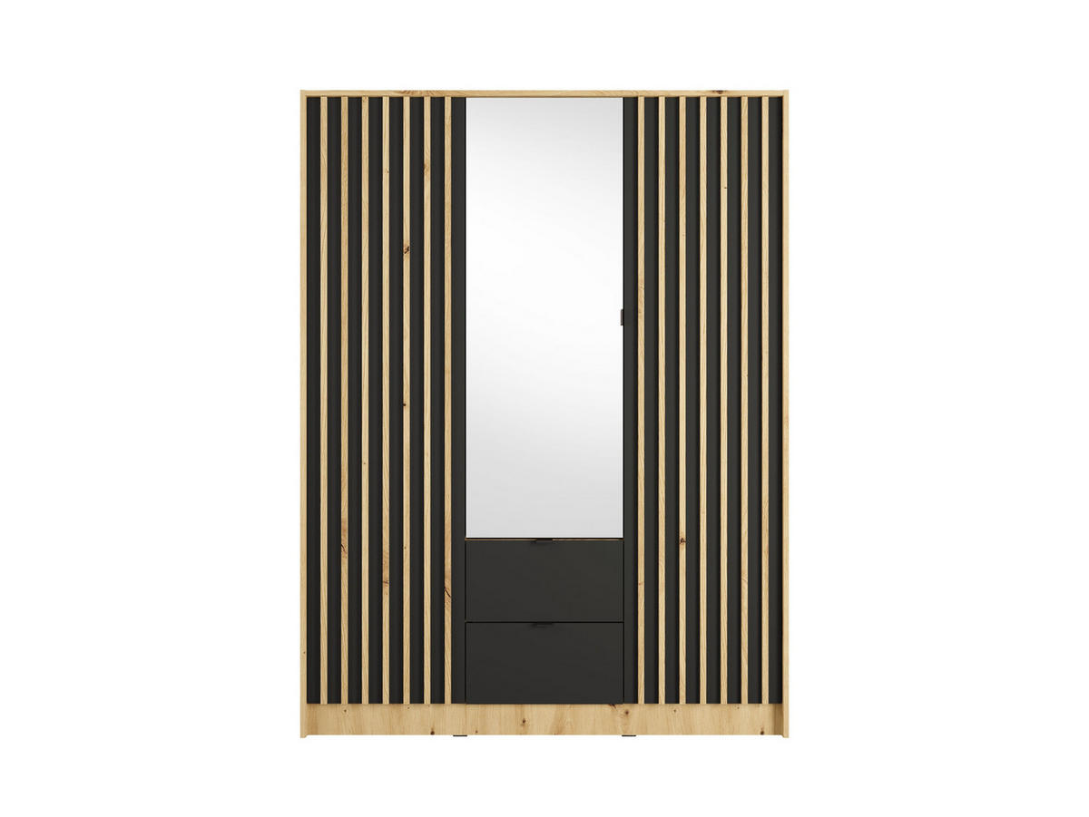 KLEIDERSCHRANK Eiche Artisan, Onyx Schwarz 151/201/55 - Eiche Artisan, Holzwerkstoff (151/201/55cm) - RAUMHIRSCH FURNITURE