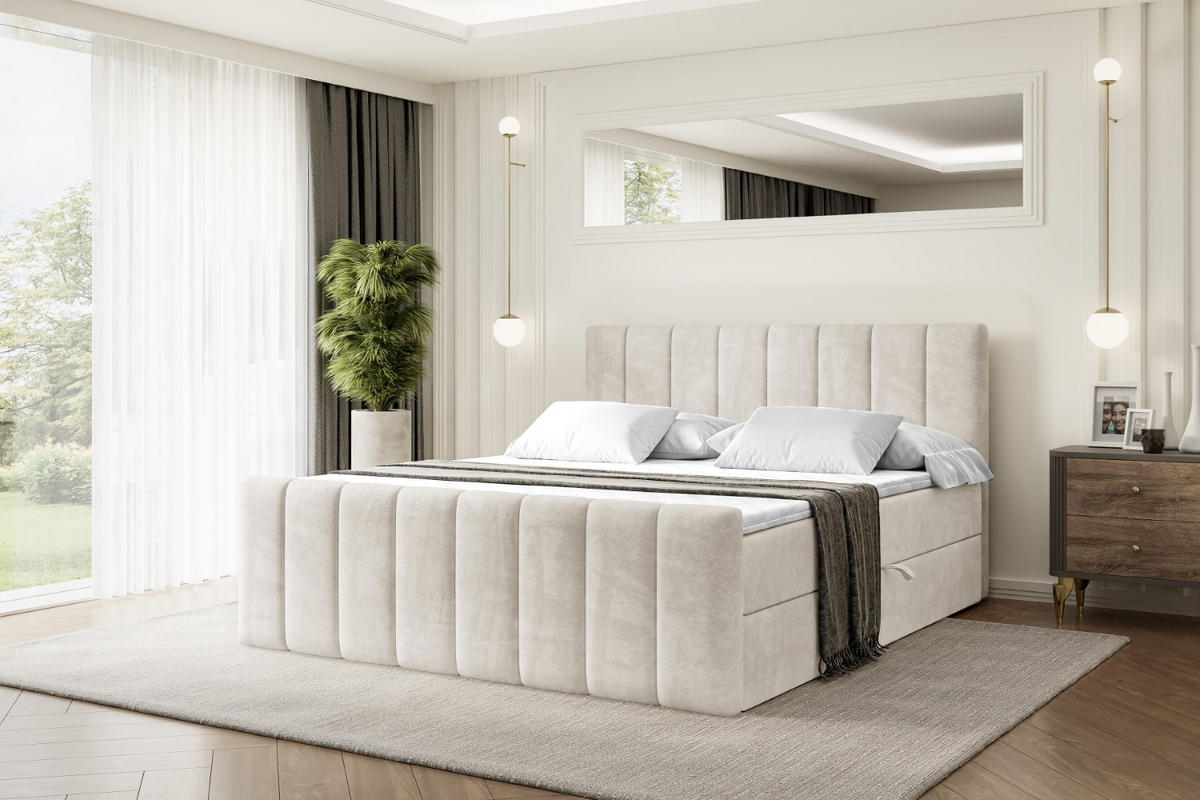 AMERICKÁ postel OTTA-Z – 200 x 200 cm – H4 – ecru - ecru, kompozitní dřevo (200/200cm) - ALTDECOR